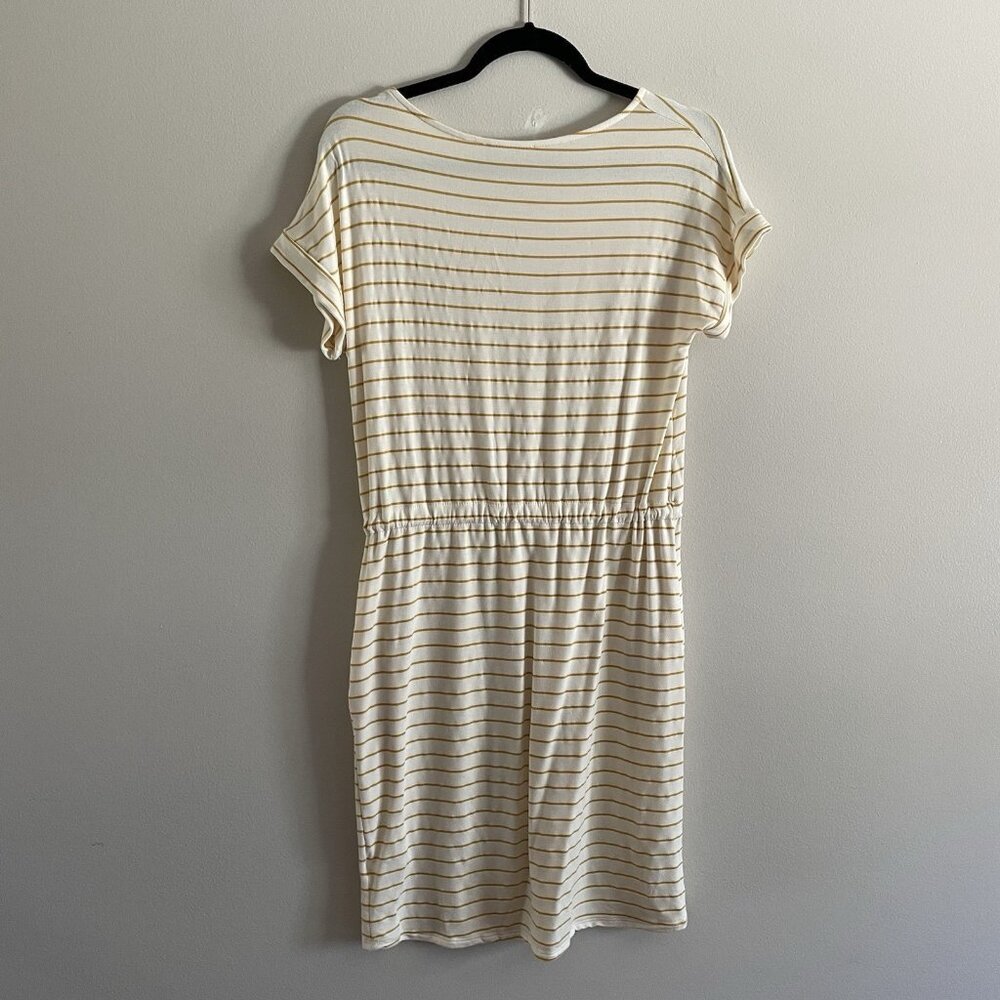 Betsey's Boutique Shop Women S White/Yellow Striped Drawstring Waist Dress NWT - Picture 11 of 11